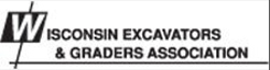 Logo for the Wisconsin Excavators & Graders Association, featuring a large W in a box on the left and the association name in bold, uppercase letters to the right.